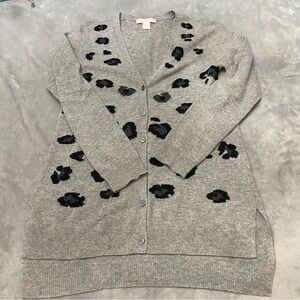 The cashmere project cashmere Gray Leopard Print Sweater 3204